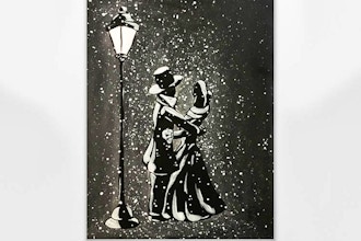 Lovers Meet on the Snowy Street